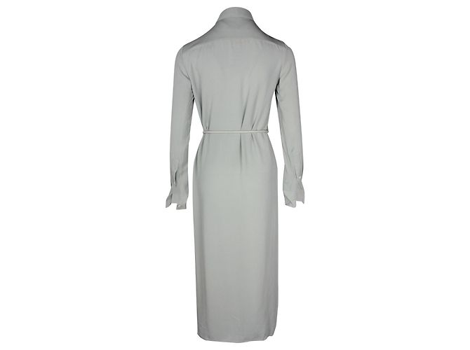 Vestido camisero midi con cinturón Theory en seda gris - vista 3
