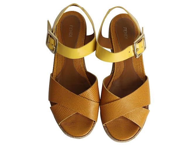 Fendi Cross Ankle Strap Sandals in Multicolor Patent Leather - view 5