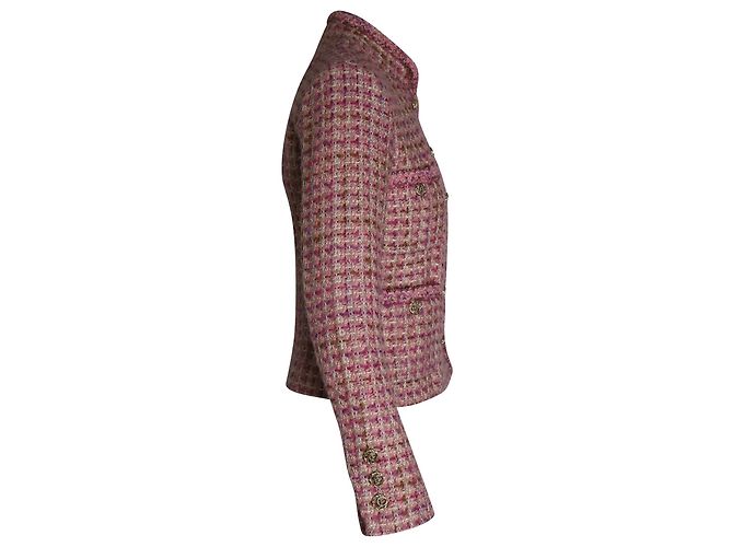 Timeless Chanel-gefütterte Tweed-Jacke aus rosa Wolle Pink - Ansicht 3