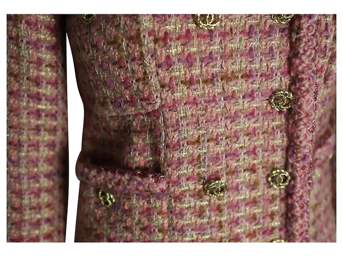 Timeless Chanel-gefütterte Tweed-Jacke aus rosa Wolle Pink - Ansicht 6