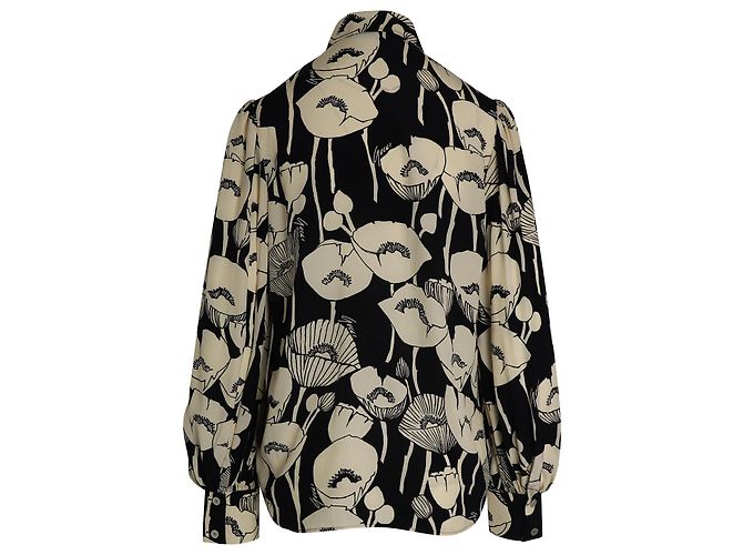Gucci Hemd mit Mohnblumen-Print aus mehrfarbiger Seide - Ansicht 3