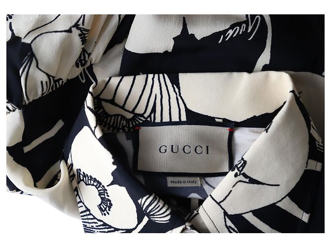 Gucci Hemd mit Mohnblumen-Print aus mehrfarbiger Seide - Ansicht 4