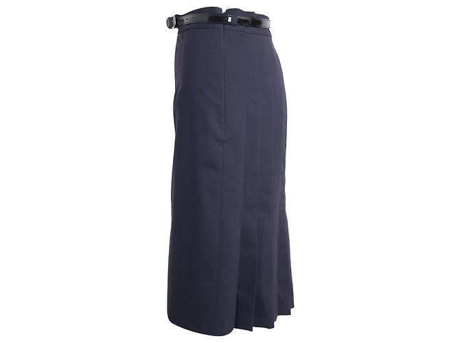 Moschino Cheap And Chic Saia com Cinto em Lã Virgem Azul Marinho - vista 2