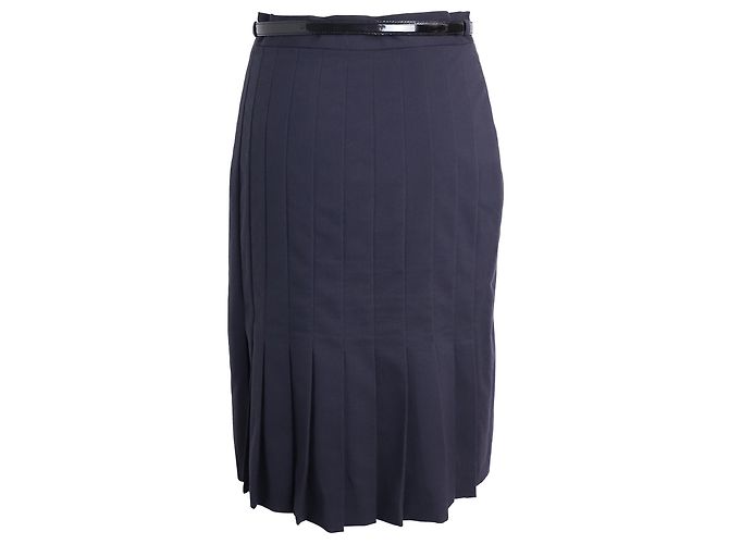 Moschino Cheap And Chic Saia com Cinto em Lã Virgem Azul Marinho - vista 3