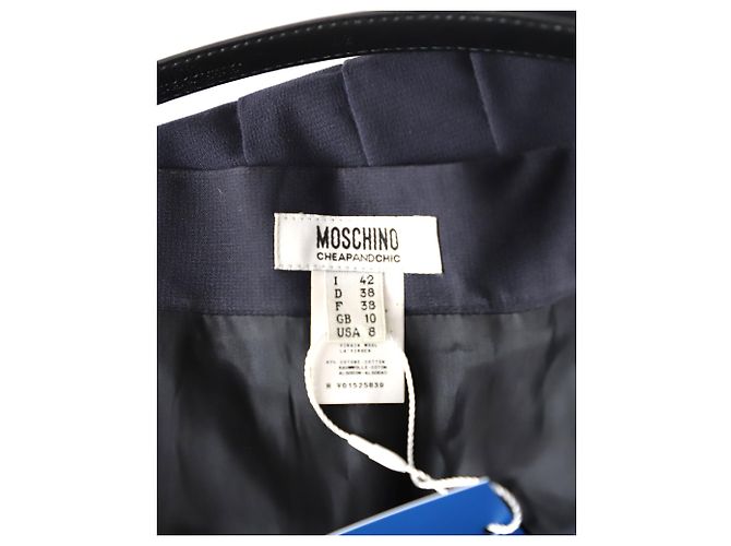 Moschino Cheap And Chic Saia com Cinto em Lã Virgem Azul Marinho - vista 4