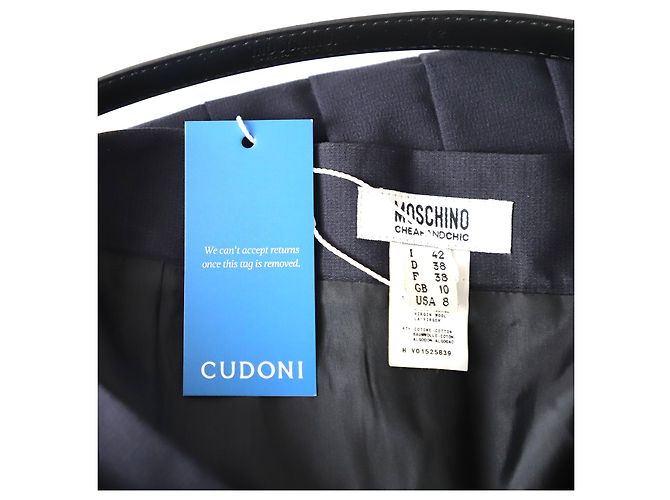 Moschino Cheap And Chic Saia com Cinto em Lã Virgem Azul Marinho - vista 6