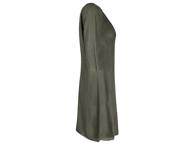 Hermès Knielanges Tunika-Strickkleid von Hermes aus grüner Seide - Ansicht 2
