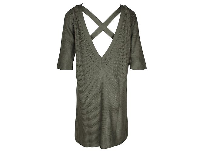 Hermès Knielanges Tunika-Strickkleid von Hermes aus grüner Seide - Ansicht 3