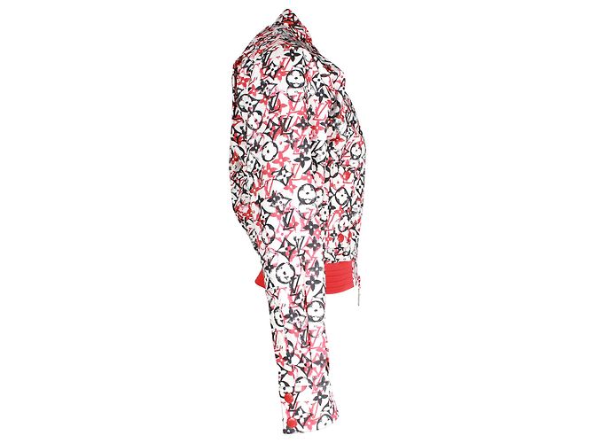 Twist Louis Vuitton LV Monogram Logo Print Cropped Bomber Jacket in Red Cotton - view 2