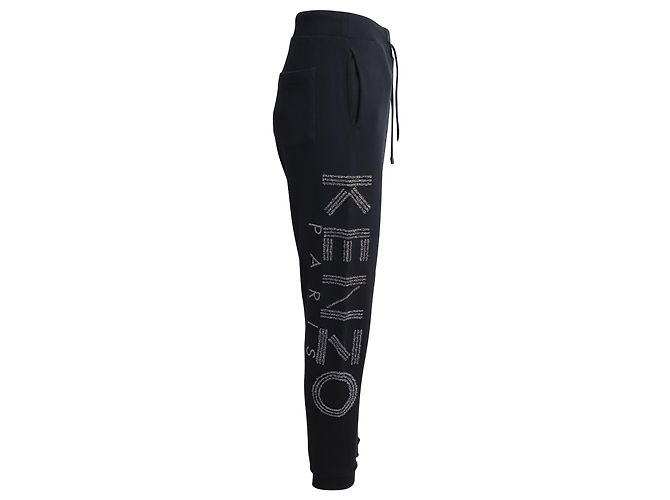 Joggers Kenzo Logo Stampato In Cotone Nero - vista 4