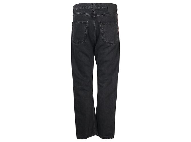Balenciaga Jeans de mezclilla con detalle de rayas rojas en algodón negro - vista 3