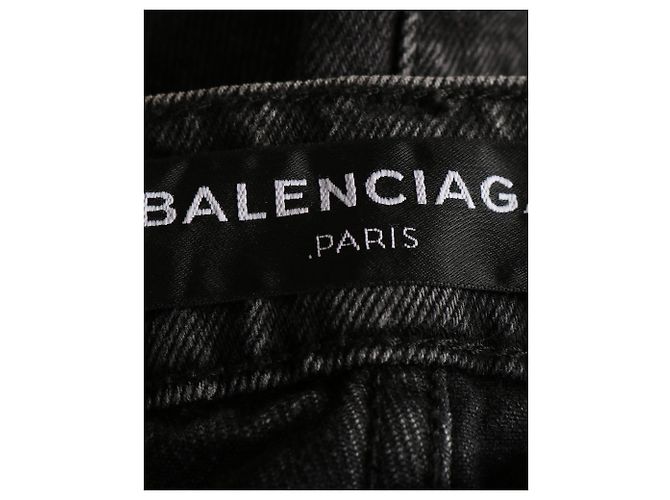 Balenciaga Jeans de mezclilla con detalle de rayas rojas en algodón negro - vista 4