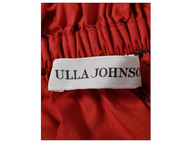 Ulla Johnson Evita Camicetta arricciata con nappe in cotone rosso - vista 4