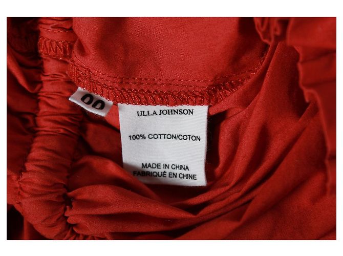 Ulla Johnson Evita Camicetta arricciata con nappe in cotone rosso - vista 5