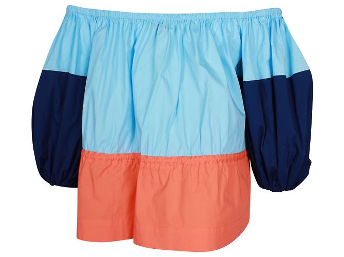 Staud Juliet Top con spalle scoperte in cotone multicolore Stampa python - vista 3