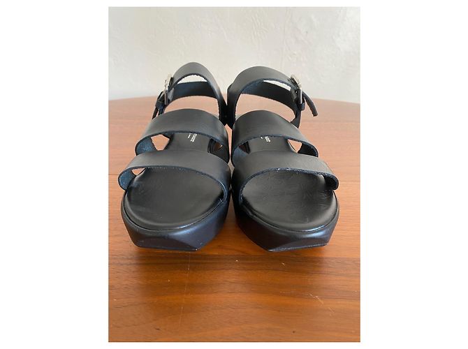 Sandali con zeppa Elizabeth Stuart in pelle nera misura 40 Nero - vista 2