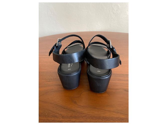 Sandali con zeppa Elizabeth Stuart in pelle nera misura 40 Nero - vista 6