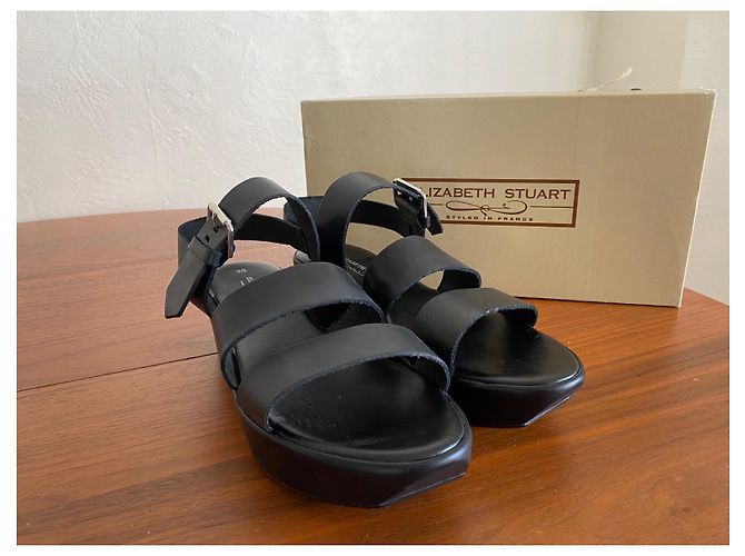 Sandali con zeppa Elizabeth Stuart in pelle nera misura 40 Nero - vista 8