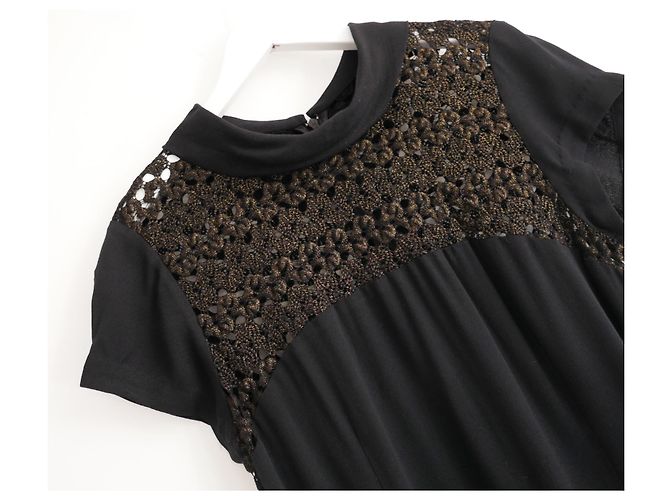 L'Agence L’Agence Crochet Yoke Black Dress - view 3