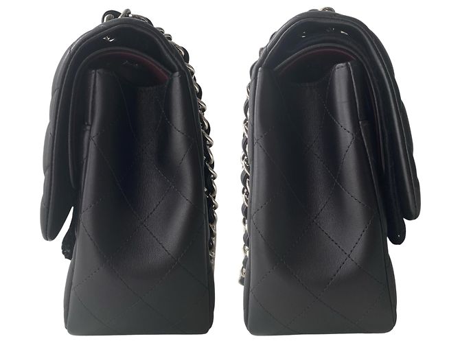 Timeless Chanel Jumbo Flap Bag schwarzes gestepptes Lammfell - Ansicht 3
