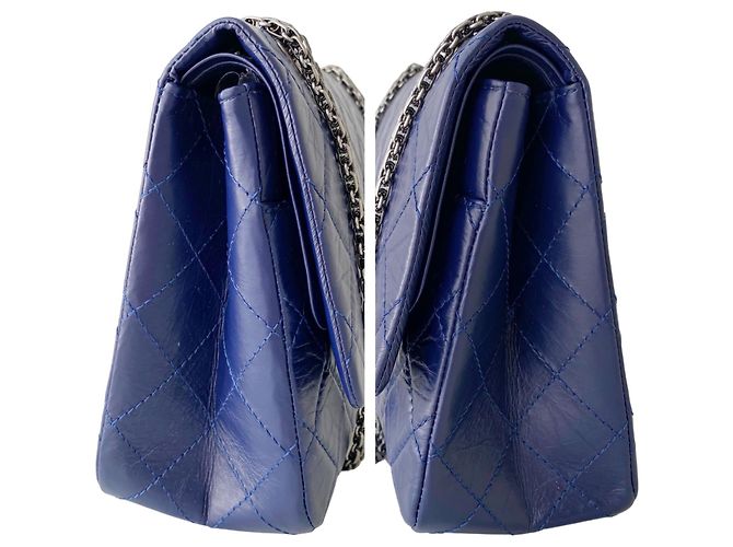Chanel 2.55 Reissue Blu Pelle di Vitello Trapuntata 227 - vista 3