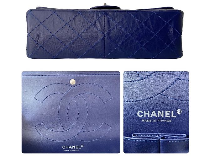 Chanel 2.55 Reissue Blu Pelle di Vitello Trapuntata 227 - vista 4