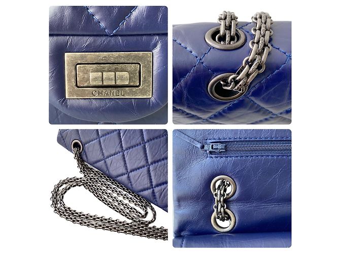Chanel 2.55 Reissue Blu Pelle di Vitello Trapuntata 227 - vista 6