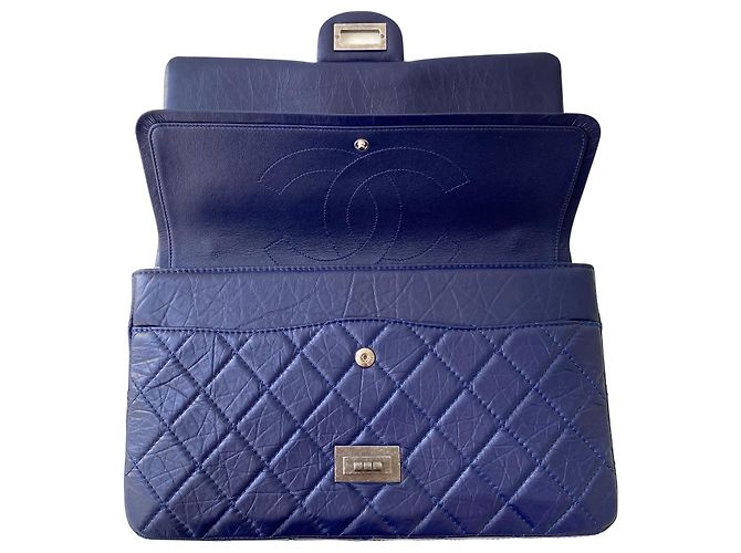 Chanel 2.55 Reissue Blu Pelle di Vitello Trapuntata 227 - vista 9