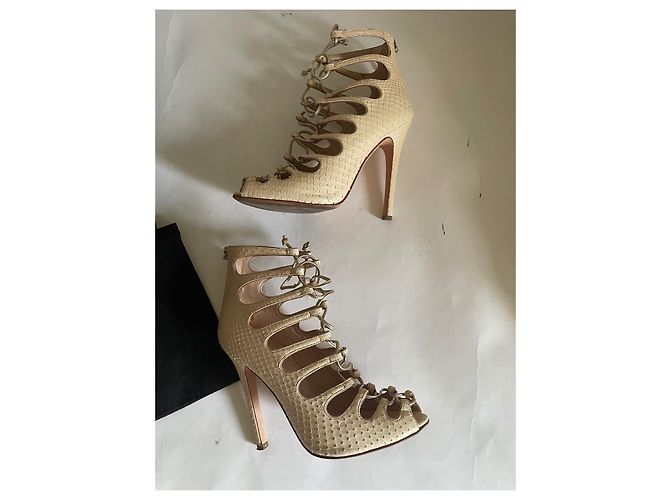 Giambattista Valli Python Ankle Boots Beige - view 6