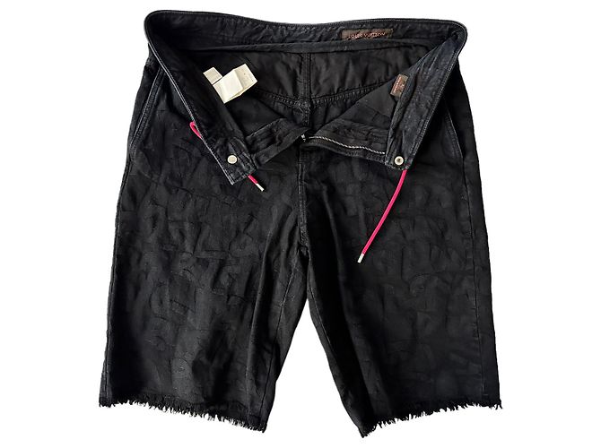 Louis Vuitton Bermuda in denim jacquard Special Edition Nero - vista 3