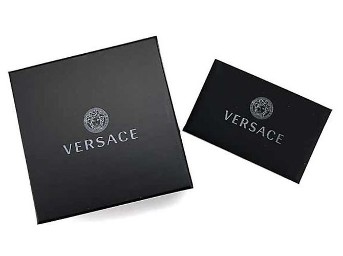 Pulseira Versace Preta e Dourada Couro e Metal Preto Dourado - vista 6