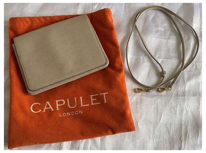 Autre Marque Borsa a tracolla Capulet London Pelle Caviale Beige Oro D'oro - vista 12