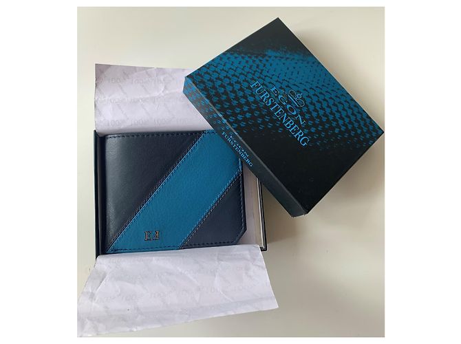 Autre Marque Egon Von Furstenberg Leather Wallet Navy and Light Blue Navy blue - view 2