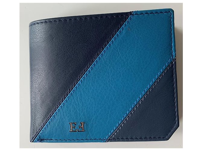 Autre Marque Egon Von Furstenberg Leather Wallet Navy and Light Blue Navy blue - view 3
