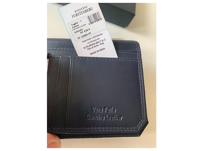 Autre Marque Egon Von Furstenberg Leather Wallet Navy and Light Blue Navy blue - view 5