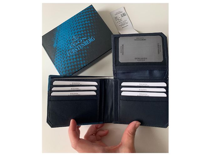 Autre Marque Egon Von Furstenberg Leather Wallet Navy and Light Blue Navy blue - view 6