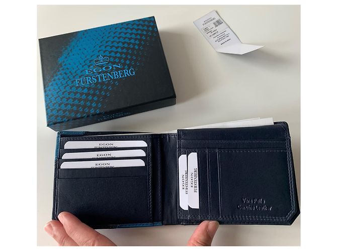 Autre Marque Egon Von Furstenberg Leather Wallet Navy and Light Blue Navy blue - view 7