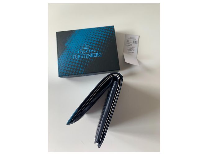 Autre Marque Egon Von Furstenberg Leather Wallet Navy and Light Blue Navy blue - view 8