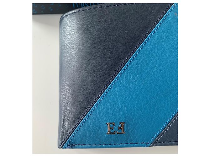Autre Marque Egon Von Furstenberg Leather Wallet Navy and Light Blue Navy blue - view 9