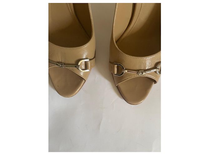 Autre Marque Gucci offene Zehen Sandaletten aus Leder beige - Ansicht 3