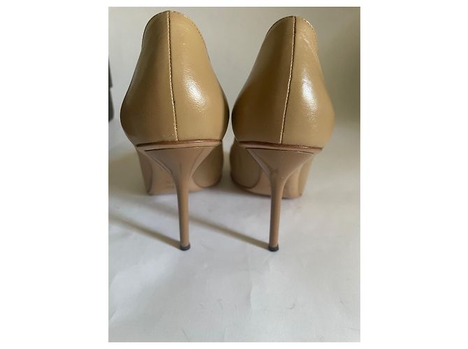 Autre Marque Gucci offene Zehen Sandaletten aus Leder beige - Ansicht 6