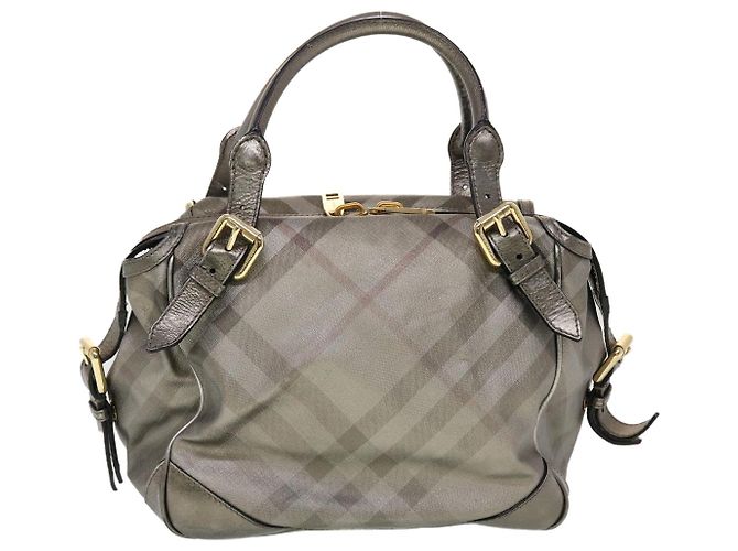 BURBERRY Borsa a Spalla Nova Check Pelle Argento Auth am4544 - vista 13