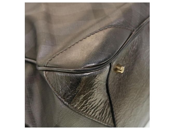 BURBERRY Borsa a Spalla Nova Check Pelle Argento Auth am4544 - vista 14