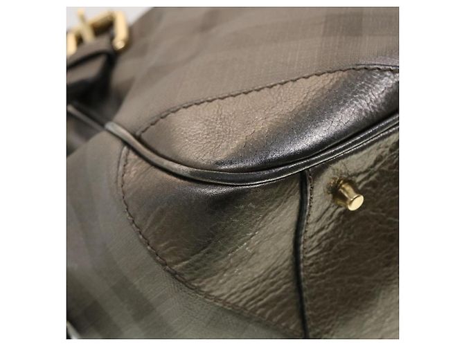 BURBERRY Borsa a Spalla Nova Check Pelle Argento Auth am4544 - vista 16