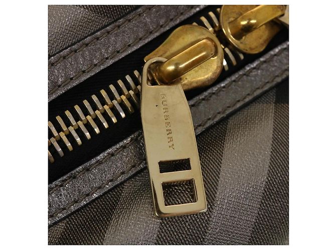 BURBERRY Borsa a Spalla Nova Check Pelle Argento Auth am4544 - vista 17