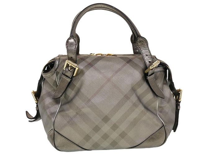 BURBERRY Borsa a Spalla Nova Check Pelle Argento Auth am4544 - vista 2