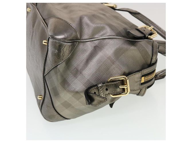 BURBERRY Borsa a Spalla Nova Check Pelle Argento Auth am4544 - vista 3