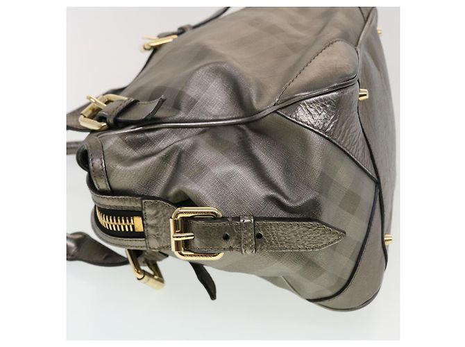 BURBERRY Borsa a Spalla Nova Check Pelle Argento Auth am4544 - vista 4