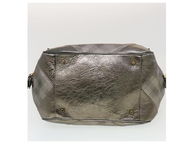 BURBERRY Borsa a Spalla Nova Check Pelle Argento Auth am4544 - vista 5