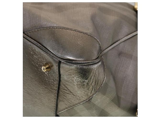 BURBERRY Borsa a Spalla Nova Check Pelle Argento Auth am4544 - vista 8